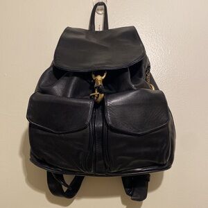 Bloomingdales Black Leather Backpack